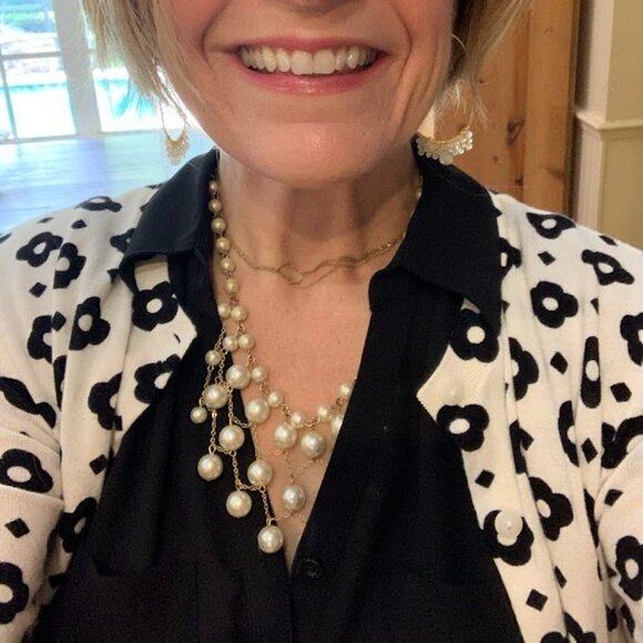 Black & white patterned cardigan, sweater from loft, size small - Picture 2 of 8